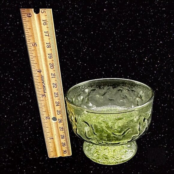 Anchor Hocking Lido Milano Avocado Green Dessert Fruit Cup Set 2 PCs 3.75”W 3”T - Picture 6 of 8